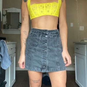 top shop black jean mini skirt